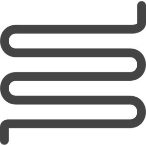 A black and white icon of a heating element represening hydronic radiant heating equipment. A black and white icon of a heating element represening hydronic radiant heating equipment.