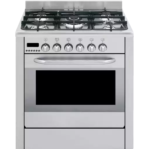 A stainless steel gas oven / gas stove.