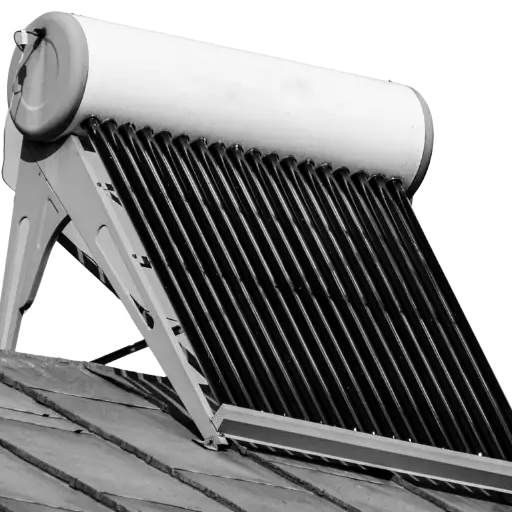 A solar water heater on top of a roof.
